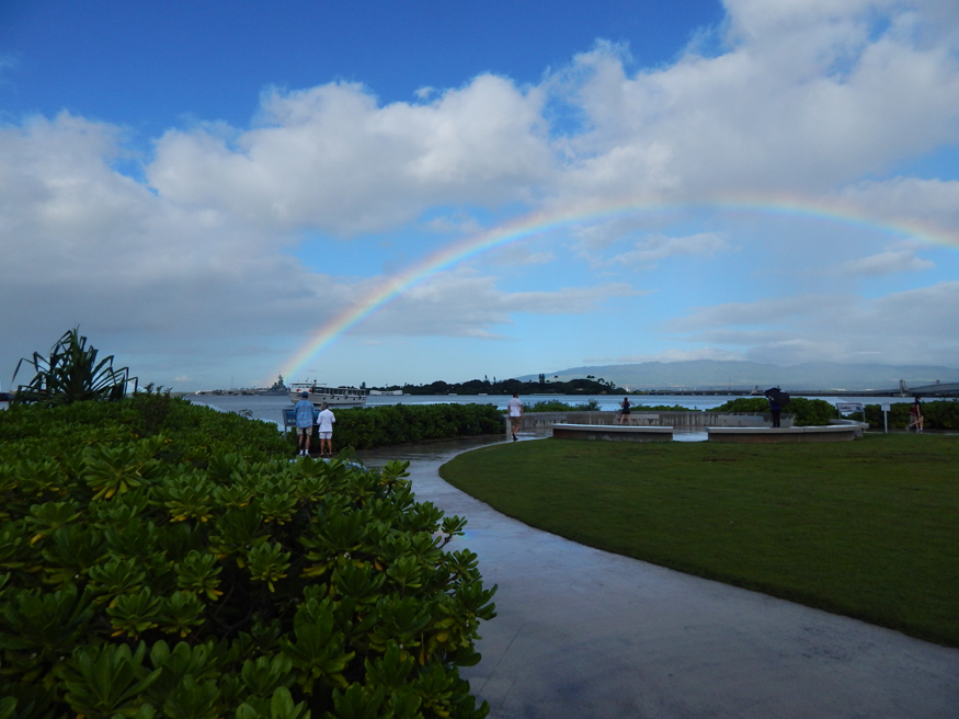 Honolulu - Pearl Harbor - rainbow over USS Arizona Memorial