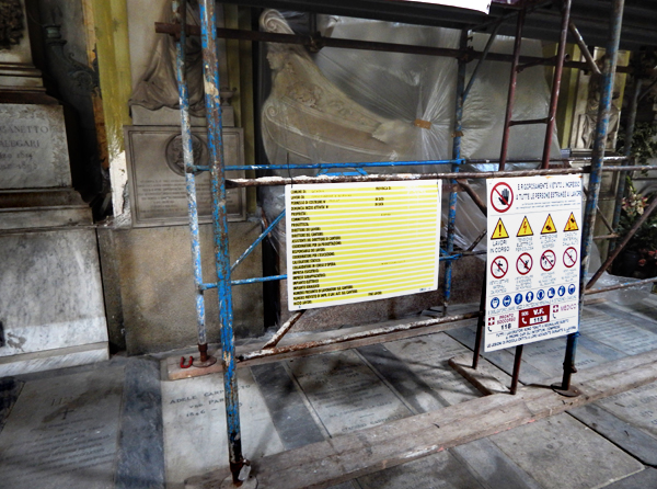 Carpaneto Monument, Staglieno, Genova, in restoration wraps