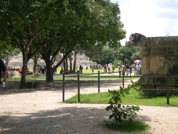 Chichen Itza - base of Pyramid and head of snake
