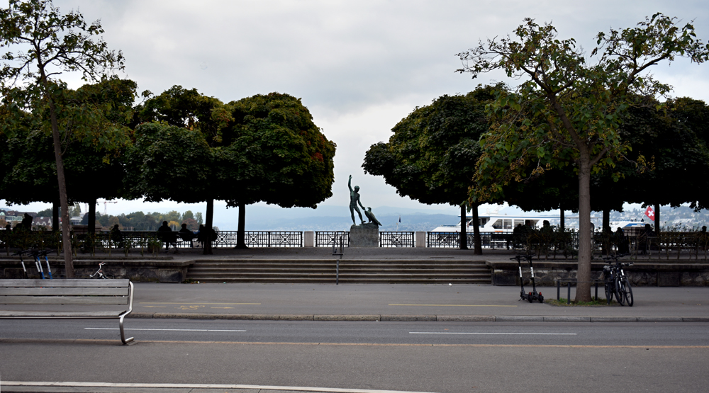 Zurich - Ganymed statue in Burkliplatz