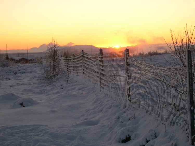 Reykjavik at sunset, about 3pm