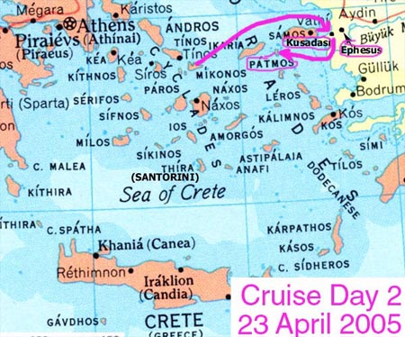 Map - Mikonos, Kusadasi (Ephesus), Patmos - 2005