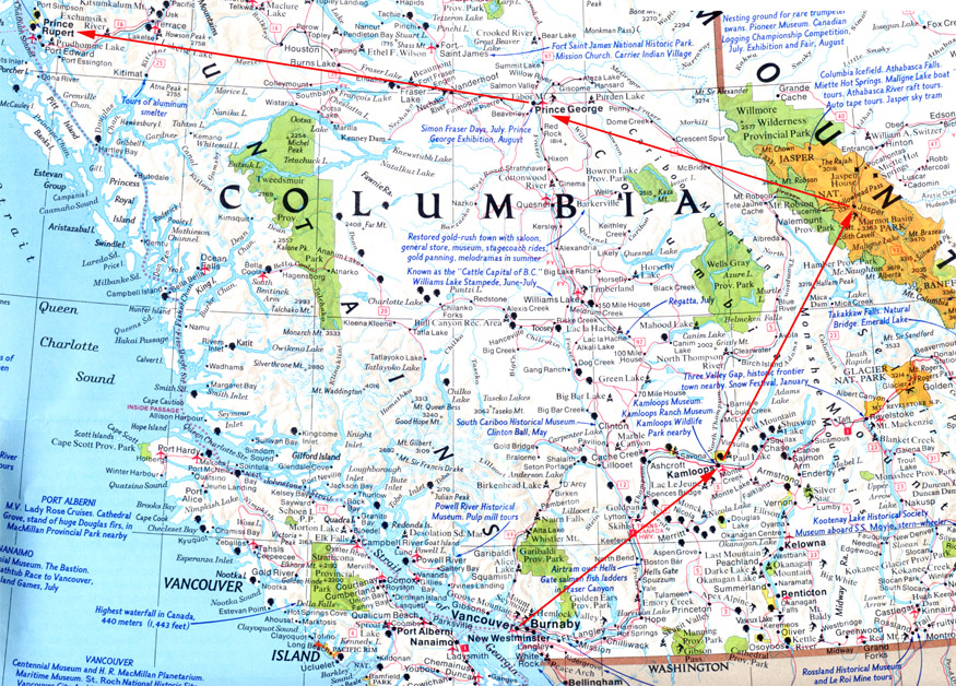 Map - Vancouver to Jasper to Prince Rupert - May 2008