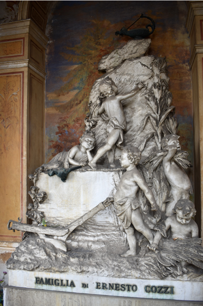 angel writing, Cozzi tomb, Cimitero di Pavia