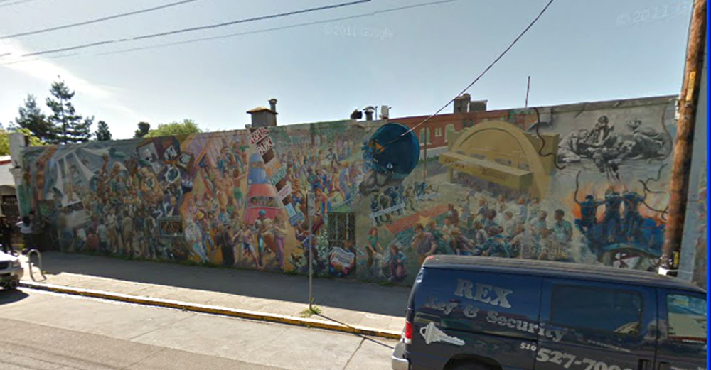 mural commemorating 1960s protest era, Berkeley, California